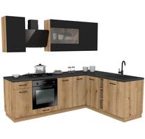 Virtuvės baldų komplektas Vario, ąžuolo sp./juoda sp., 2.4 m