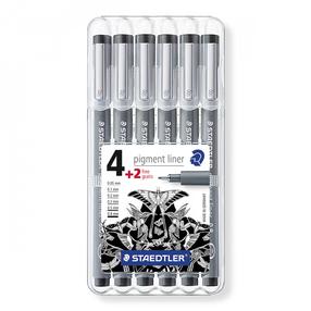 Рапидограф Staedtler Pigment Liner, серый цв., 0.8 мм, 6 шт.
