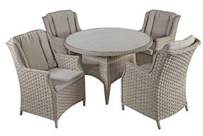 Lauko baldų komplektas Home4you Pacific, kreminės spalvos/pilkas, 4 vietų