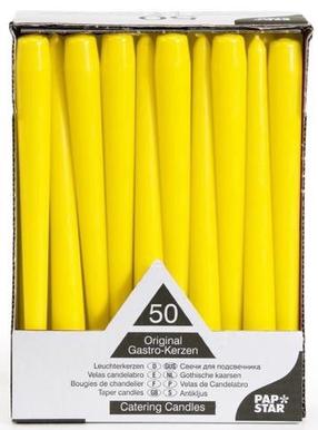 Žvakių rinkinys, kūginė Pap Star Original, 7 h, 50 vnt., Geltona