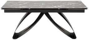 Stalas išskleidžiamas Hilario, juoda sp./marmuro sp., 180 - 260 cm x 90 cm x 75 cm