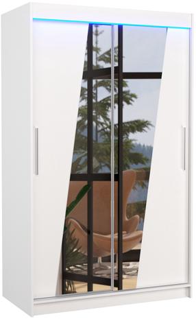 Riidekapp ADRK Texas LED, valge v., 58 cm x 120 cm x 200 cm, peegliga