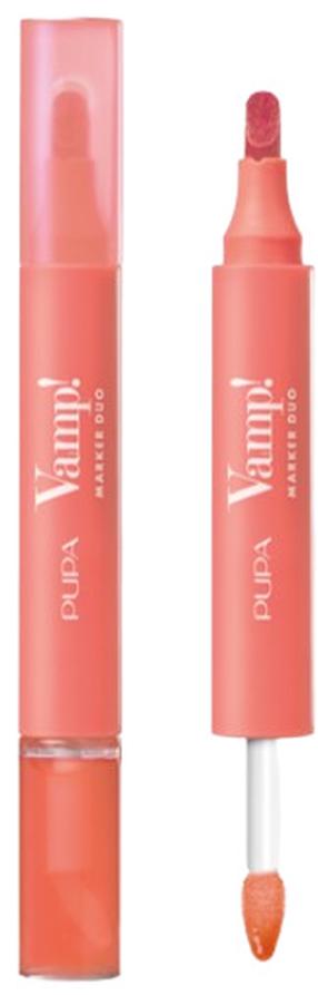 Блеск для губ PUPA Milano Vamp! Marker Duo, 4 мл, orange sorbet цв., 008