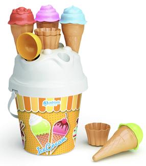Smilšu kastes rotaļlietu komplekts Adriatic Ice Cream Bucket 1112, daudzkrāsaina, 90 mm x 90 mm
