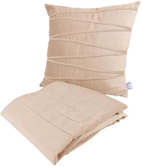 Pleedi ja padja komplekt Kenda Sand Paulina 125 QZP6R-CHP, kreemjasvalge, 130 cm x 170 cm
