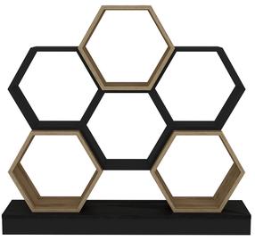 Pastatoma lentyna Kalune Design Cicek 322RTC1101, ąžuolo sp./juoda sp., 109 cm x 29.5 cm x 120 cm