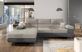 Kampinė sofa Armando Soro 83, Soft 29, pilka sp./smėlio sp., kairinė, 280 x 205 cm x 90 cm