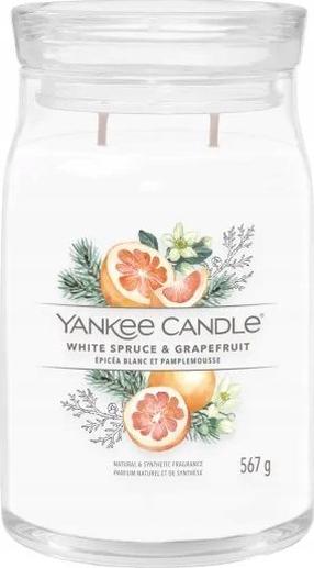 Žvakė, aromatinė Yankee Candle Signature Large White Spruce & Grapefruit, 65 - 80 h, 567 g, balta sp.
