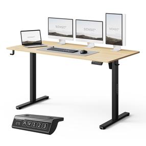 Kompiuterio stalas reguliuojamo aukščio SENSE7 Nojo Light, 140 cm x 70 cm, 72 - 118 cm, juoda sp./šviesiai ruda sp.