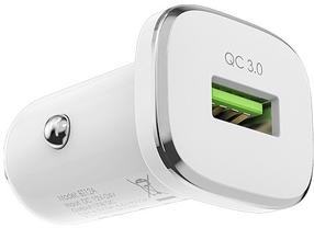 Auto telefona lādētājs Borofone BZ12A Car Charger, USB, balta krās.