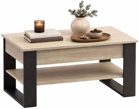 Журнальный столик Akord Furniture Factory Denver, черный цв./дуб сонома цв., 92 см x 52 см x 45 - 58 см