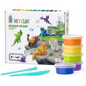 Plastilīna komplekts Hey Clay Dragon Island, daudzkrāsaina