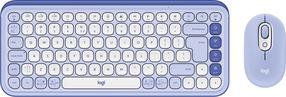 Bezvadu tastatūras un peles komplekts Logitech POP ICON Combo, Angļu (US), violeta krās.