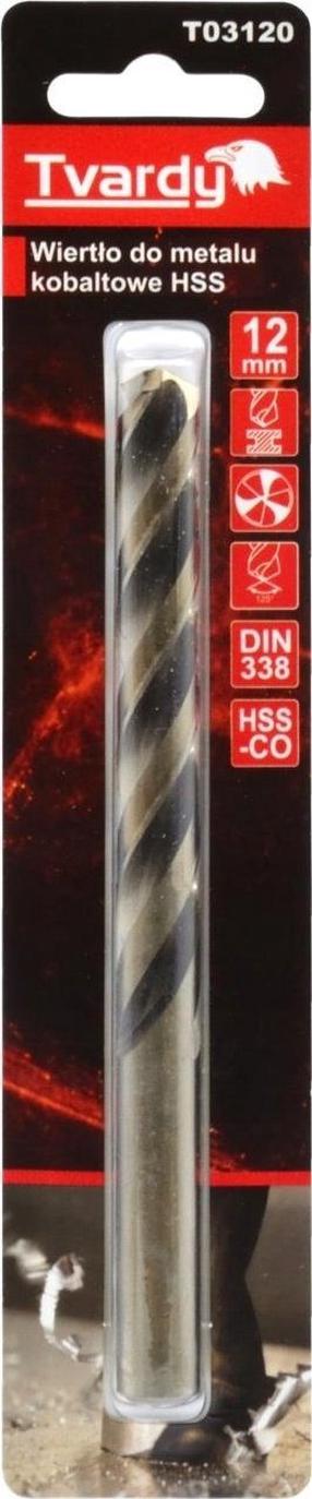 Metalo grąžtas Tvardy, metalas/nerūdijantysis plienas/aliuminiui, hss-co, cilindrinis, 12 mm x 12 cm
