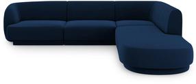 Kampinė sofa Micadoni Home Miley Velvet 6 Seats, tamsiai mėlyna sp., dešininė, 252 x 220 cm x 74 cm
