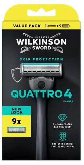 Raseerija, komplekt Wilkinson Sword Quattro Skin Protection, 10 tk