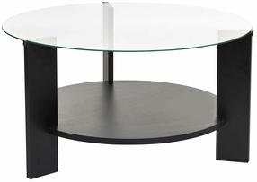 Kavos staliukas Nordure Clara, skaidrus/juodas, 75 cm x 75 cm x 40 cm
