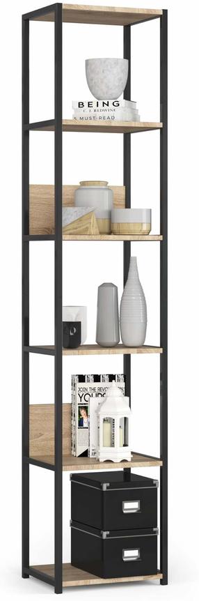 Grīdas plaukts Akord Furniture Factory, melns krās./sonoma ozola krās., 192 cm x 40 cm x 32 cm