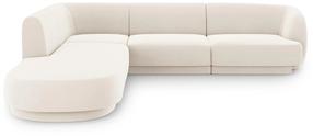 Stūra dīvāns Micadoni Home Miley Velvet 6 Seats, gaiši brūna krās., kreisais, 252 x 220 cm x 74 cm