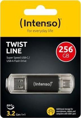 USB atmintinė Intenso Twist Line, juoda sp., 256 GB