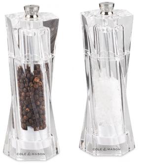 Druskinės ir pipirinės rinkinys Cole and Mason Aldburgh, skaidri, 4.5 cmx4.5 cm