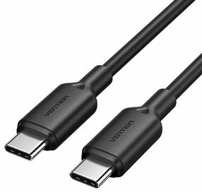 Laidas Vention TRCBH, 2 x USB Type C, 200 cm, juoda sp., 60 W