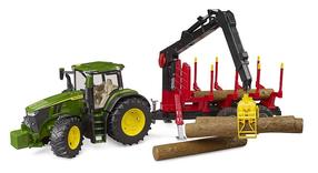 Rotaļu traktori ar piederumiem Bruder John Deere 7R 350 With Forest Trailer BR-03154, 1:16, daudzkrāsaina