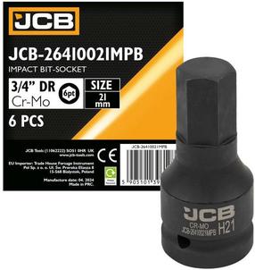 Trieciena galviņa JCB 26410021MPB, HEX21, 80 mm, 3/4"