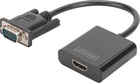 Adapter Digitus VGA-HDMI Converter FHD audio 3.5mm VGA, HDMI, 0.15 m, must v.