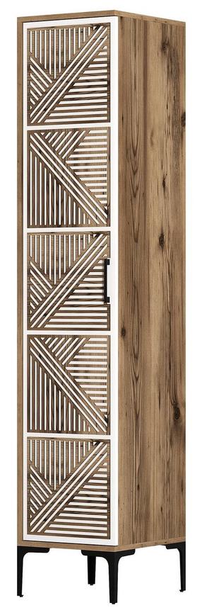 Spinta Kalune Design Kumsal P, balta sp./riešuto sp., 47.5 cm x 40 cm x 201.4 cm