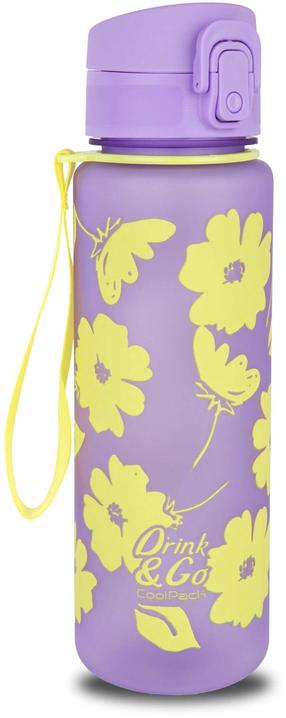Ūdens pudele CoolPack Brisk Flores, dzeltena krās./violeta krās., tritāns, 0.6 l