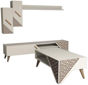 Svetainės baldų komplektas Kalune Design Beril, vidaus, kreminė sp.