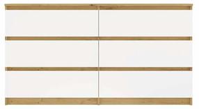 Komoda Akord Malwa M6, ruda sp./balta sp., 75 cm x 40 cm x 138 cm