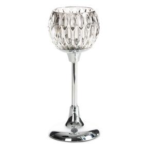 Žvakidė Zaria, stiklas/metalas, Ø 11 cm, 27 cm, sidabro sp.