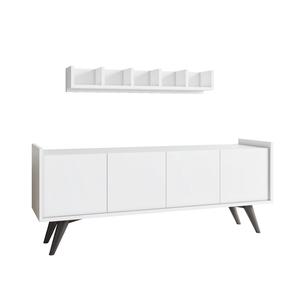 TV staliukas Kalune Design Siena, balta sp., 76 cm x 150 cm x 40 cm