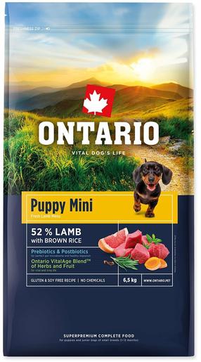 Sausā suņu barība Ontario Puppy Mini Lamb & Brown Rice, tītara gaļa, 6.5 kg