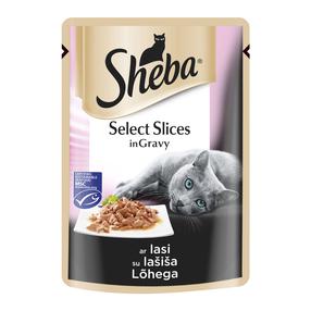 Šlapias kačių maistas Sheba Select Slices, žuvis, 0.085 kg