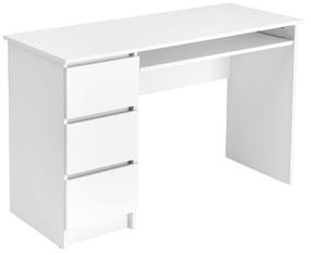 Rašomasis stalas su stalčiais Cino, 120 cm x 50 cm, 77 cm, balta sp.