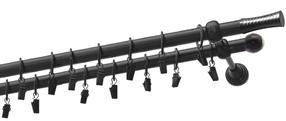 Karnizo komplektas Olimp Walec, 400 cm, Ø 19 mm, juoda sp.
