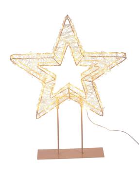 Dekorācija "Zvaigzne" ar LED apgaismojumu, 50 cm, zelta krās./brūngans krās.