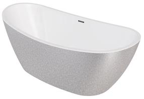 Vanna, brīvi novietots Besco Ayla Glam Silver, 170 cm x 80 cm x 68 cm, ovāla, sudraba krās./grafīta krās.