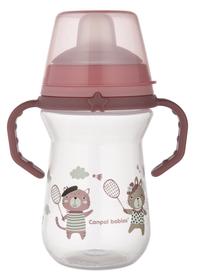 Puodelis su snapeliu Canpol Babies Bonjour Paris Spout FirstCup, 250 ml, 6+ mėn., plastikas/silikonas, rožinė sp.