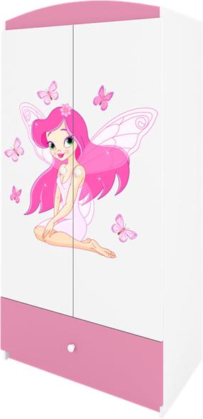 Vaikiška spinta Kocot Kids Babydreams Fairy With Butterflies, balta sp./rožinė sp., 90 cm x 52 cm x 175.5 cm