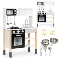 Vaikiška virtuvėlė, viryklės rinkinys EcoToys PLK560, balta sp./juoda sp./medžio sp.
