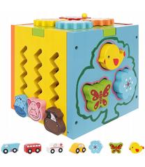 Lavinimo žaislas Educational Wooden Cube, 15 cm, įvairių spalvų