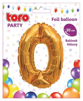 Folijas balons cipars 0, zelta krās.