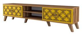 TV-laud Kalune Design Class, kollane v./pähklipuu v., 180 cm x 35 cm x 44 cm