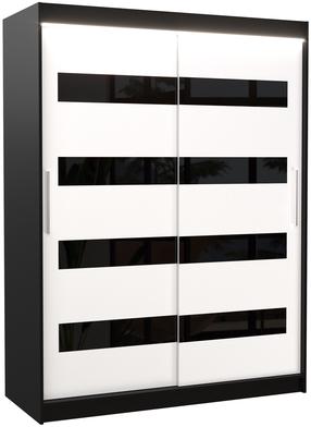Riidekapp ADRK Martinez LED, valge v./must v., 58 cm x 150 cm x 200 cm