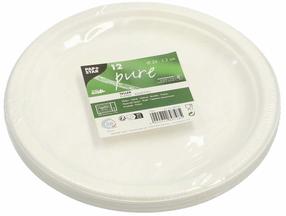 Vienkartinės lėkštės Pap Star Pure, Ø 23 cm, 12 vnt.