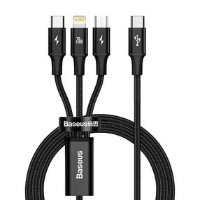 Juhe Baseus USB 2.0 to USB-C/microUSB/Lightning, USB 2.0/Micro USB/Apple Lightning/USB-C, 150 cm, must v.